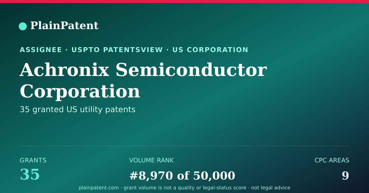 Shareable card for Achronix Semiconductor Corporation Patent Portfolio