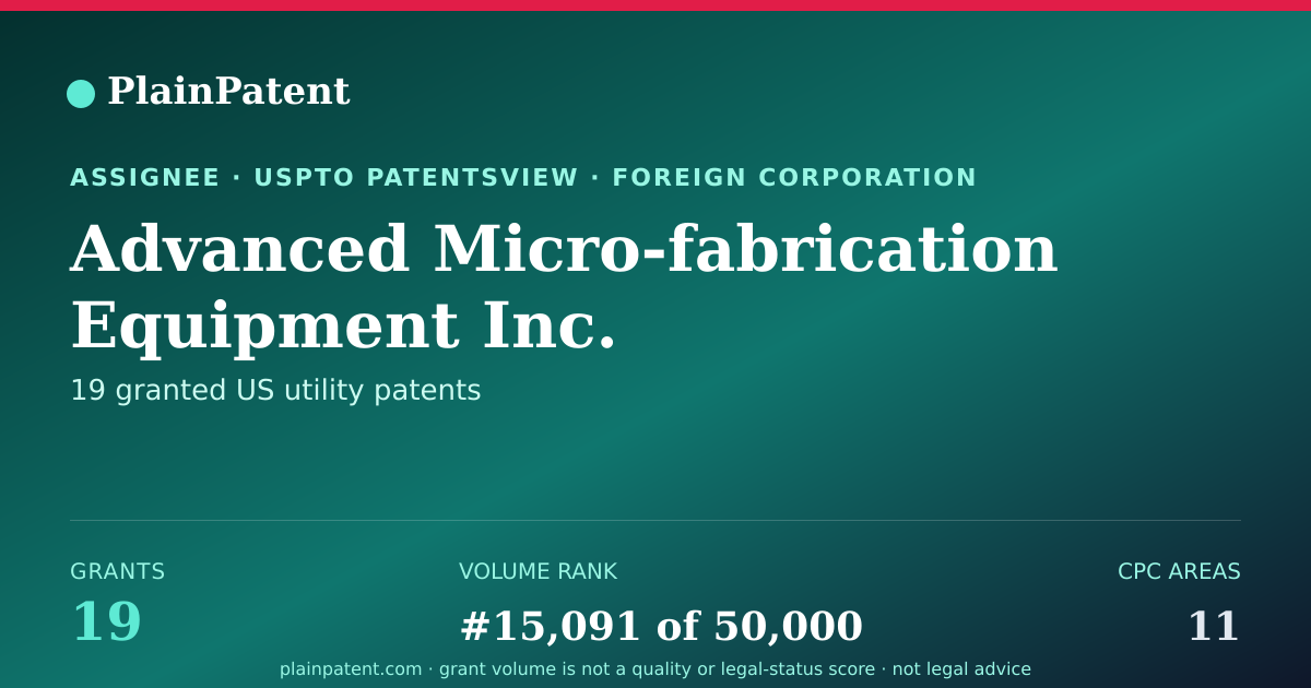 Shareable card for Advanced Micro-fabrication Equipment Inc. Patent Portfolio