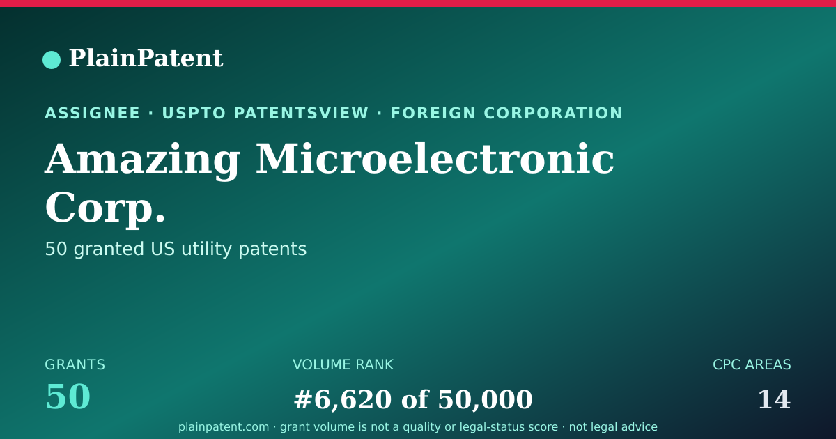 Shareable card for Amazing Microelectronic Corp. Patent Portfolio