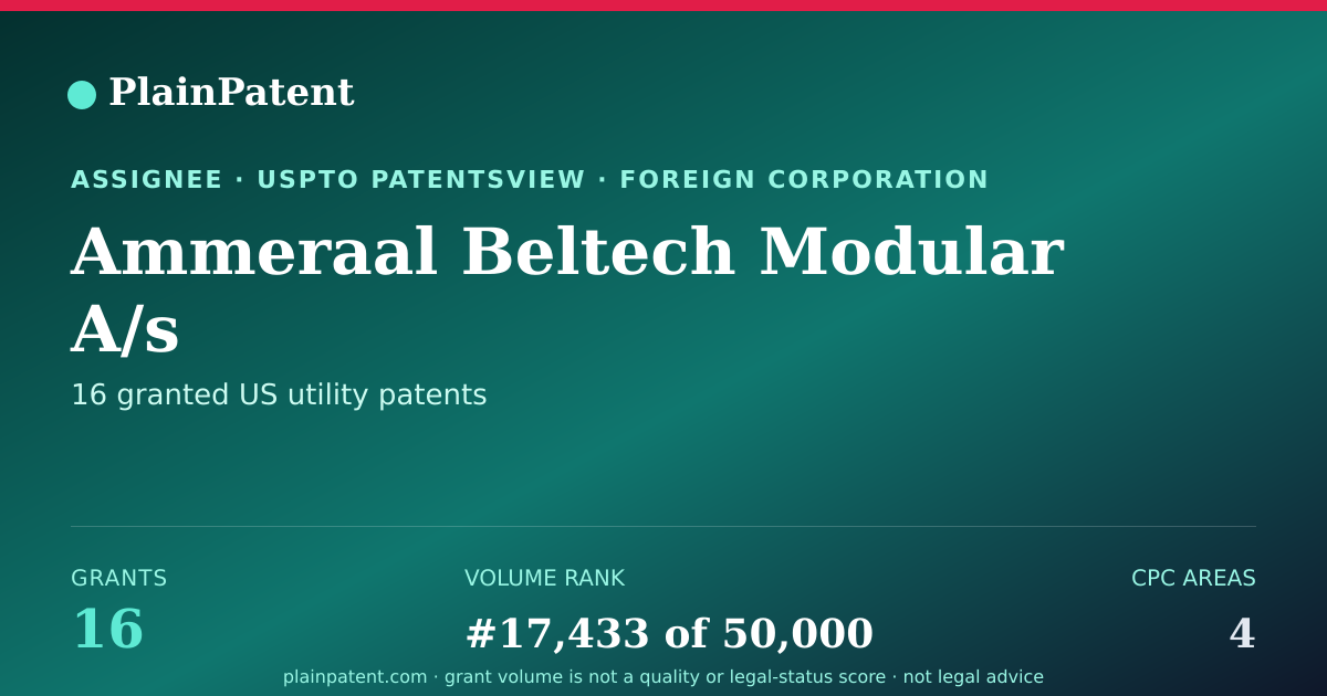 Shareable card for Ammeraal Beltech Modular A/s Patent Portfolio