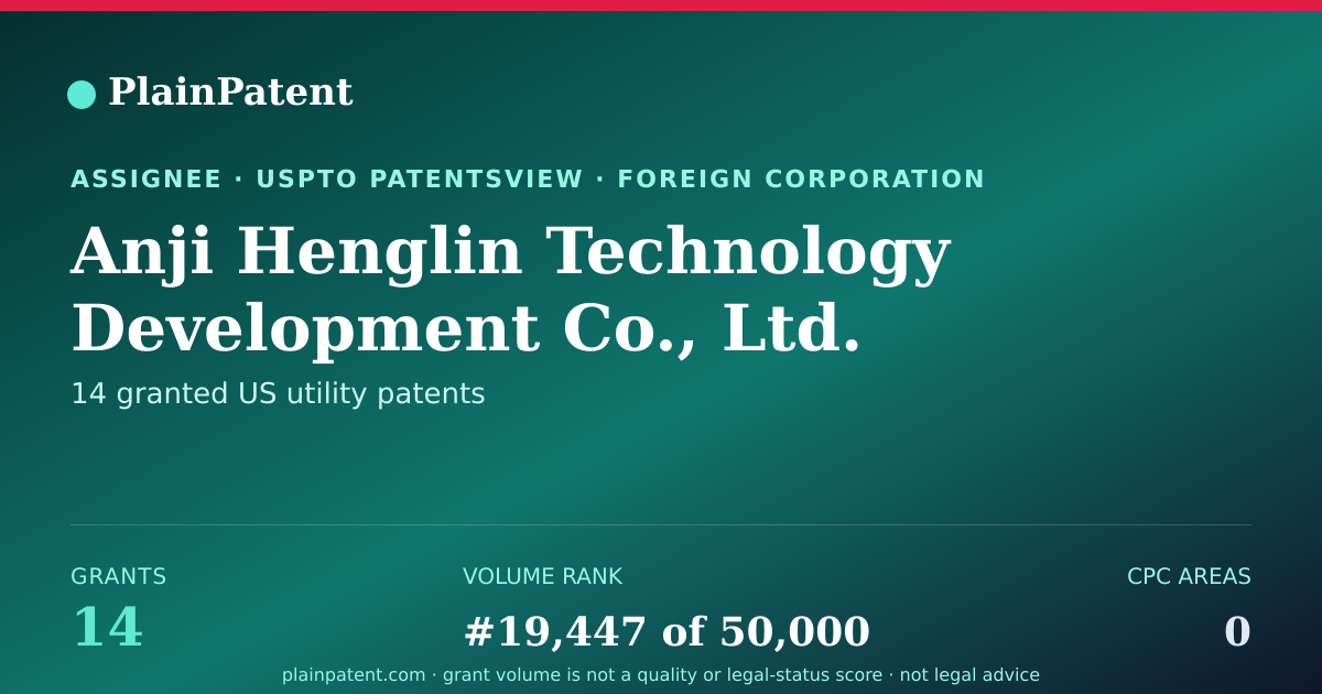 Shareable card for Anji Henglin Technology Development Co., Ltd. Patent Portfolio