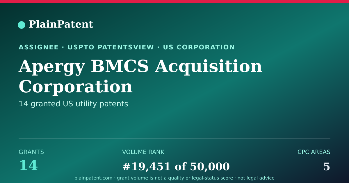 Shareable card for Apergy BMCS Acquisition Corporation Patent Portfolio