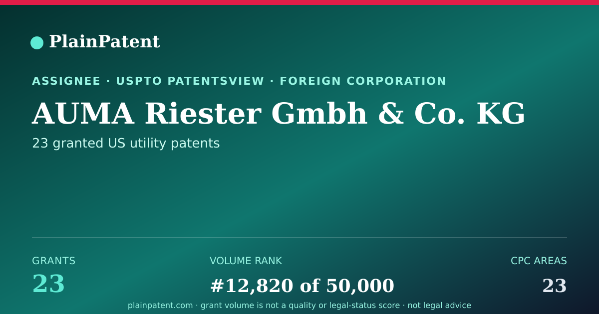Shareable card for AUMA Riester Gmbh & Co. KG Patent Portfolio