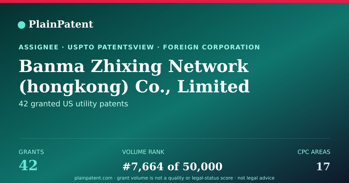 Shareable card for Banma Zhixing Network (hongkong) Co., Limited Patent Portfolio