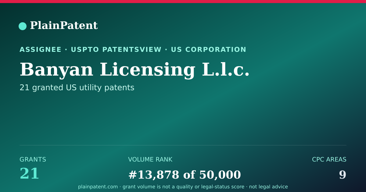Shareable card for Banyan Licensing L.l.c. Patent Portfolio