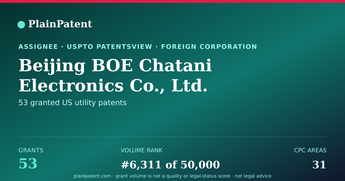 Shareable card for Beijing BOE Chatani Electronics Co., Ltd. Patent Portfolio