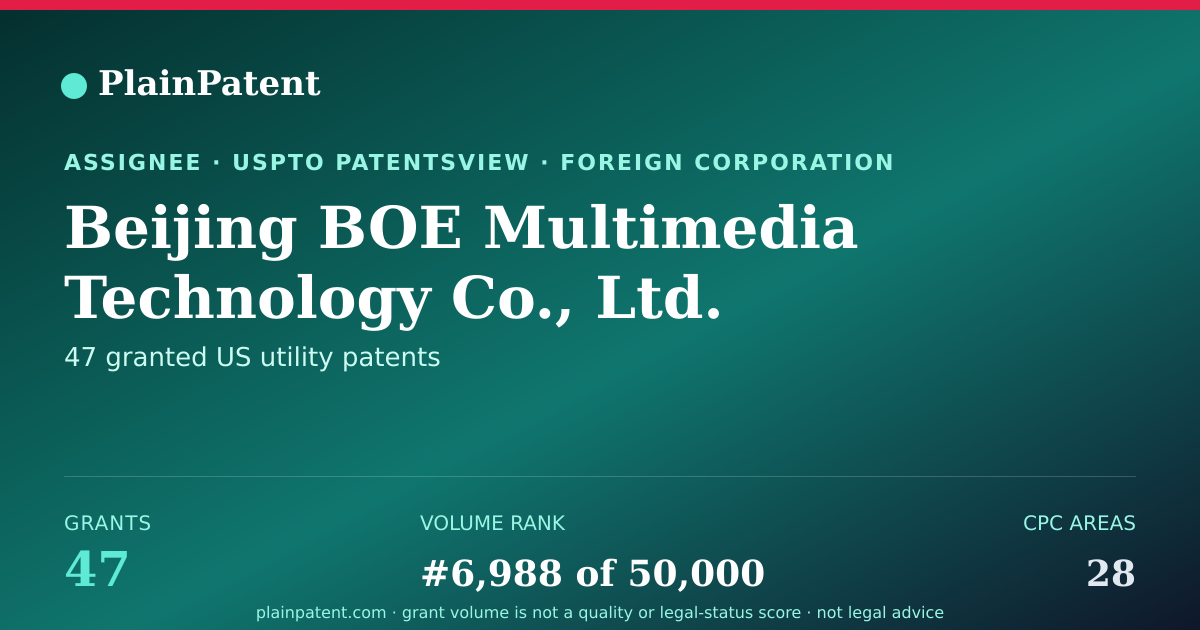 Shareable card for Beijing BOE Multimedia Technology Co., Ltd. Patent Portfolio