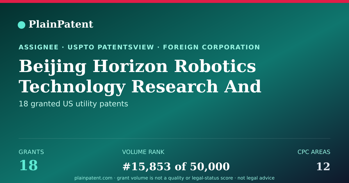 Shareable card for Beijing Horizon Robotics Technology Research And Development Co., Ltd. Patent Portfolio