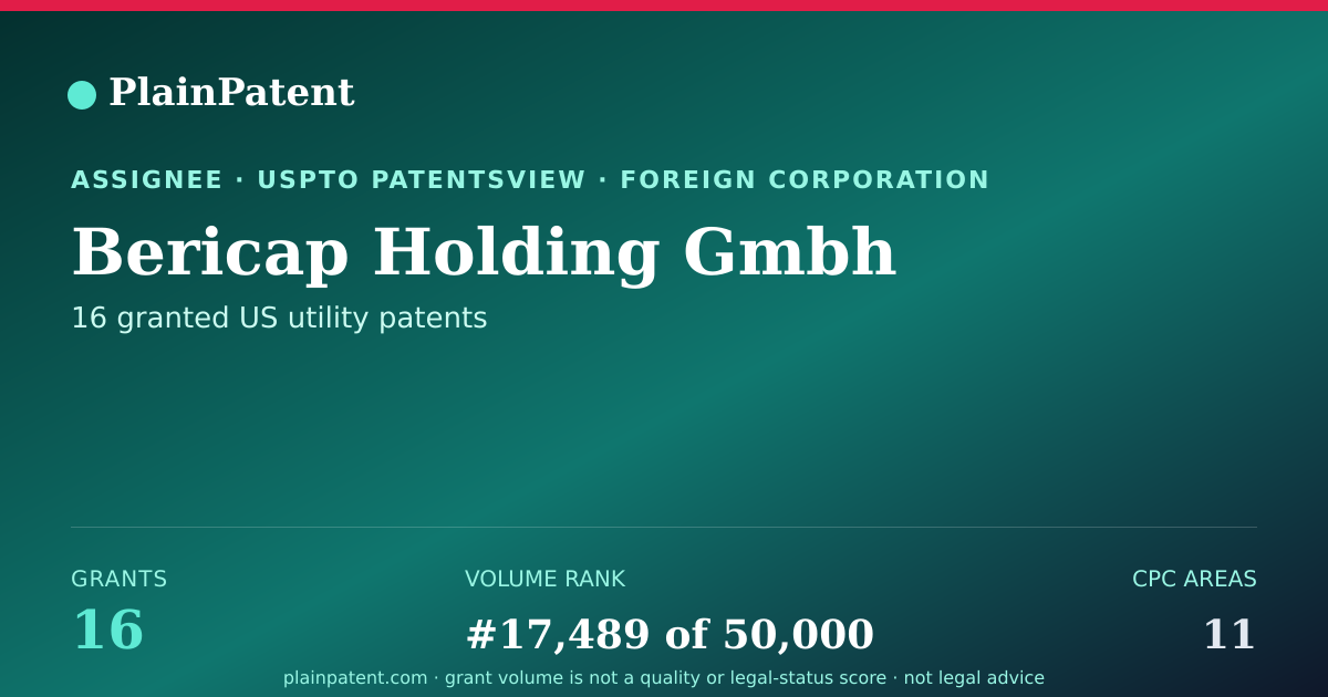 Shareable card for Bericap Holding Gmbh Patent Portfolio