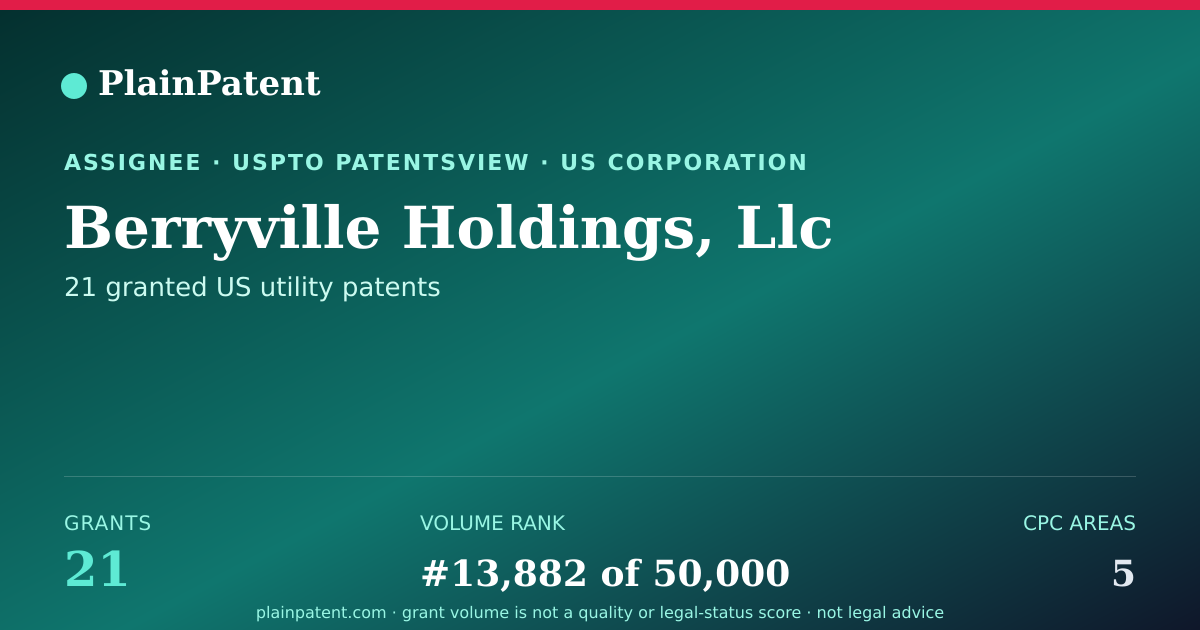 Shareable card for Berryville Holdings, Llc Patent Portfolio