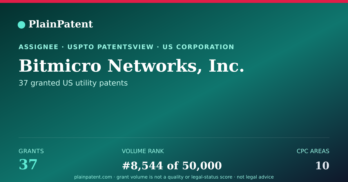 Shareable card for Bitmicro Networks, Inc. Patent Portfolio