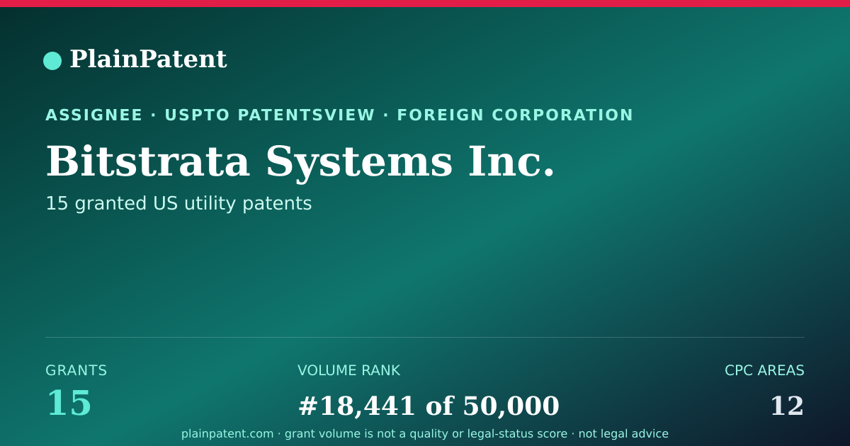 Shareable card for Bitstrata Systems Inc. Patent Portfolio