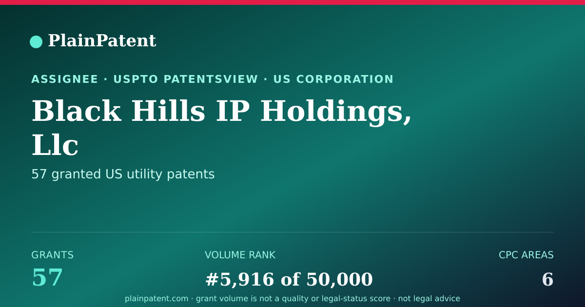 Shareable card for Black Hills IP Holdings, Llc Patent Portfolio
