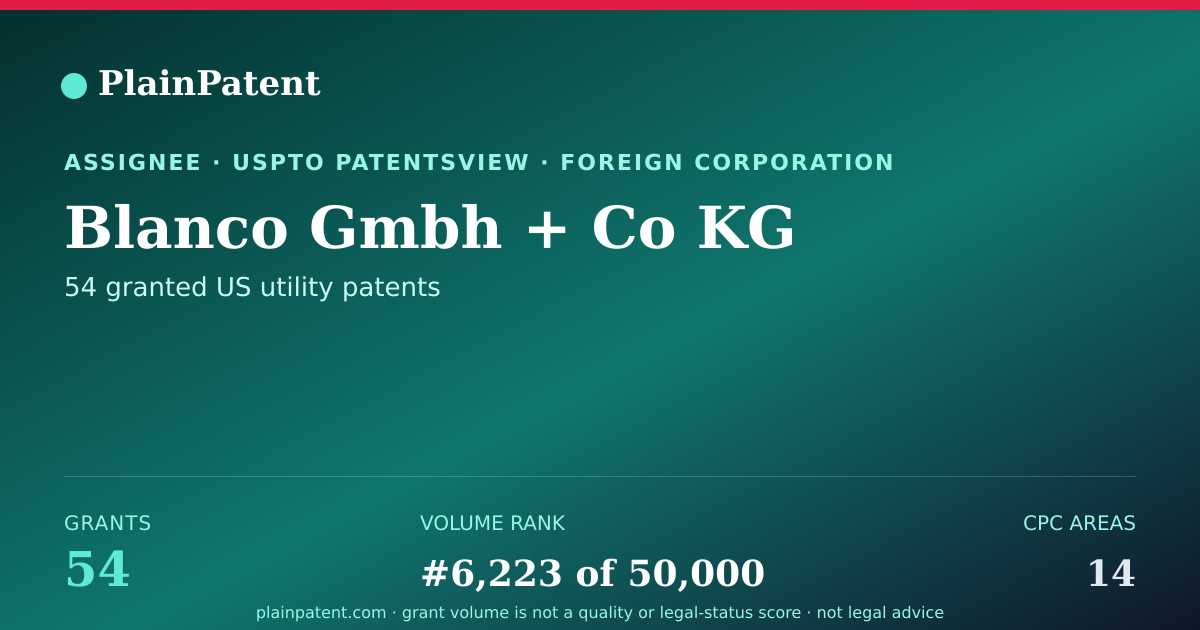 Shareable card for Blanco Gmbh + Co KG Patent Portfolio