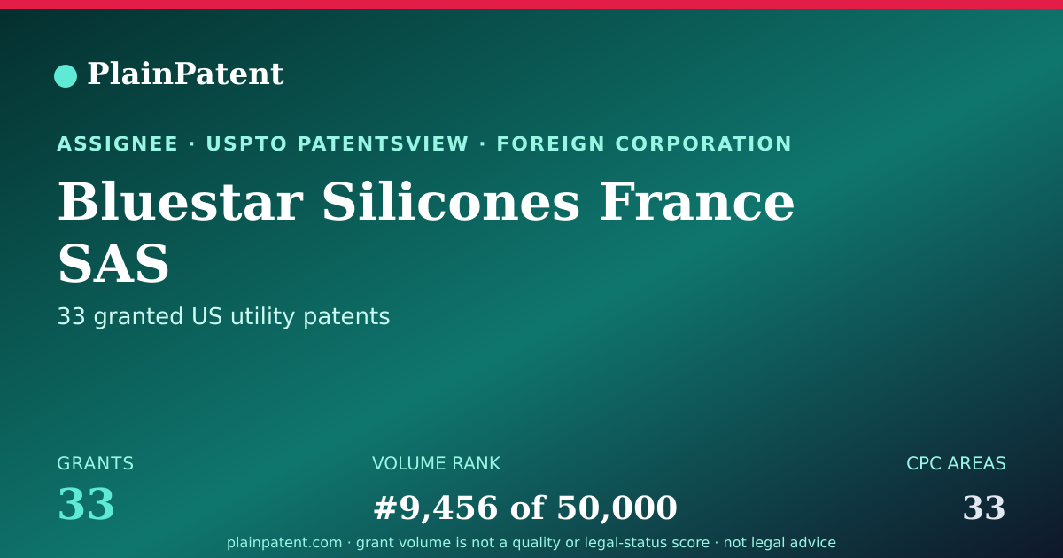 Shareable card for Bluestar Silicones France SAS Patent Portfolio