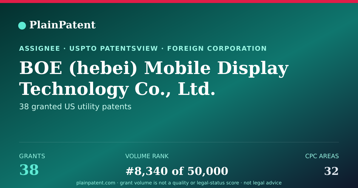 Shareable card for BOE (hebei) Mobile Display Technology Co., Ltd. Patent Portfolio