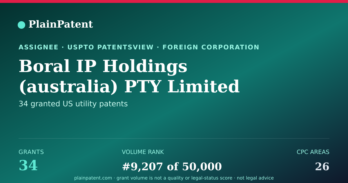 Shareable card for Boral IP Holdings (australia) PTY Limited Patent Portfolio
