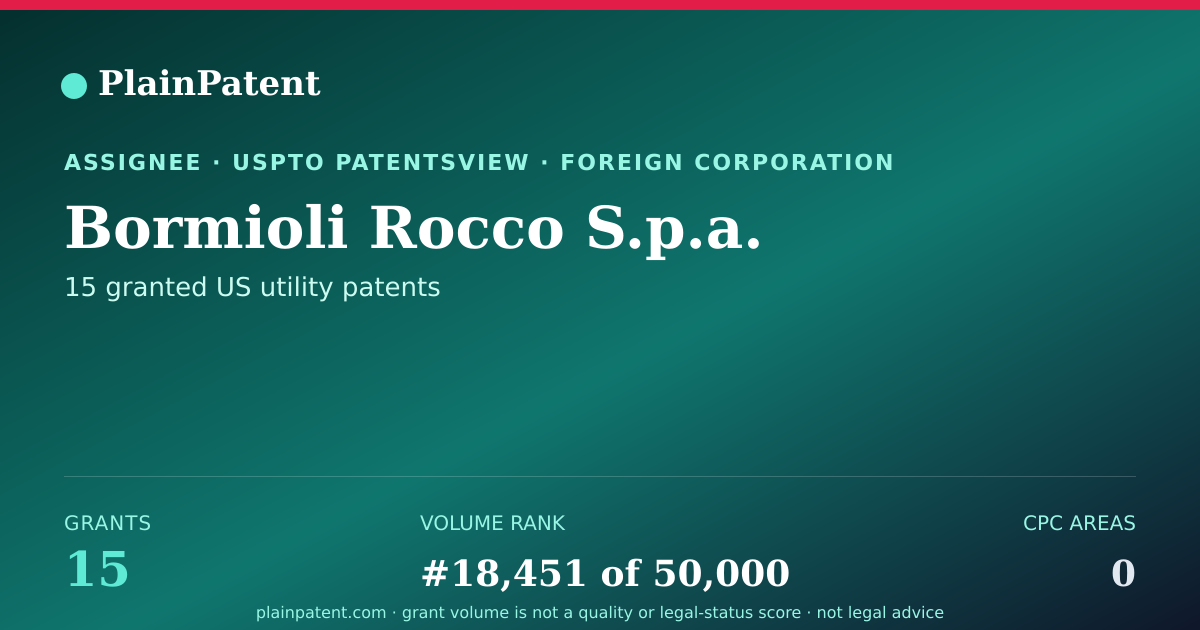 Shareable card for Bormioli Rocco S.p.a. Patent Portfolio