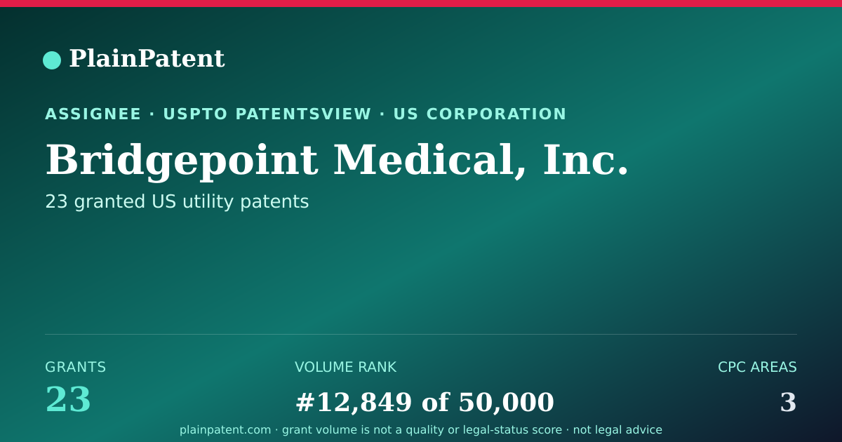 Shareable card for Bridgepoint Medical, Inc. Patent Portfolio