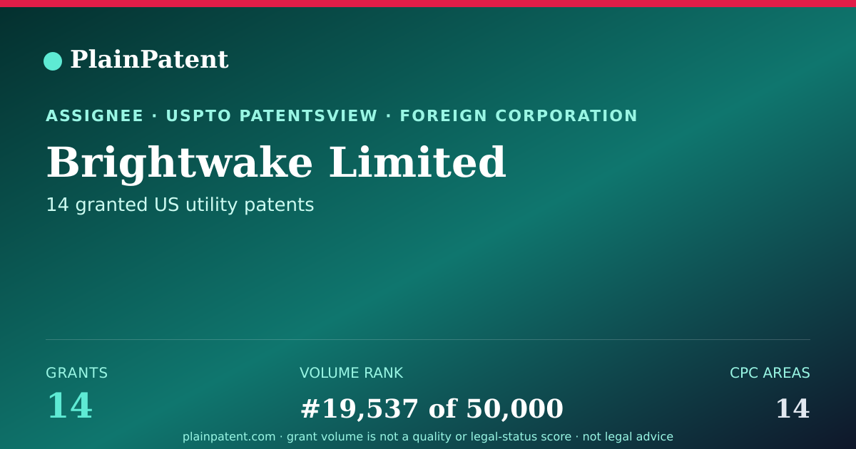 Shareable card for Brightwake Limited Patent Portfolio