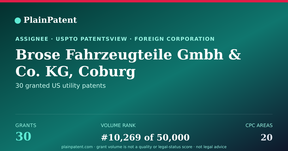 Shareable card for Brose Fahrzeugteile Gmbh & Co. KG, Coburg Patent Portfolio