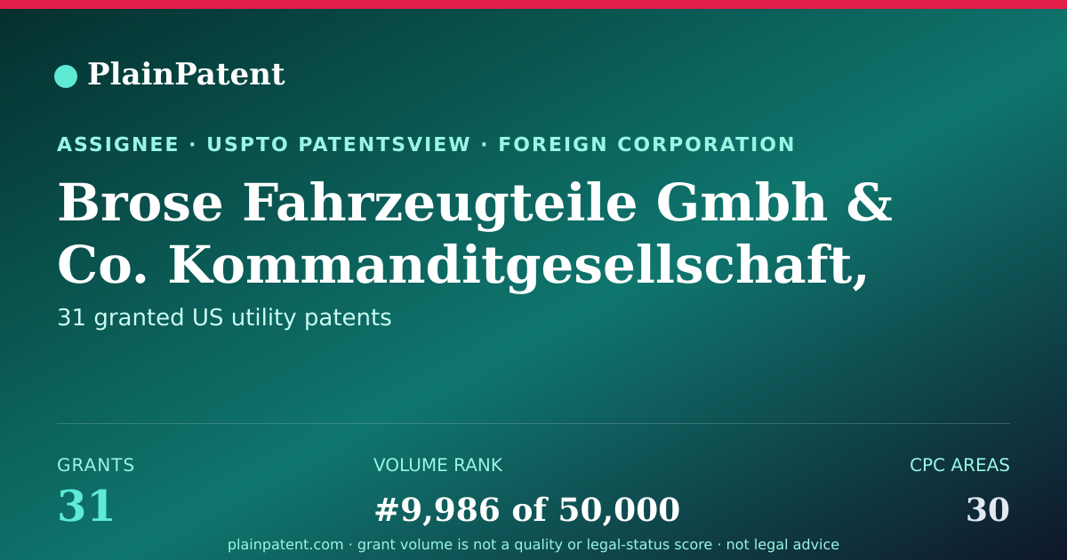 Shareable card for Brose Fahrzeugteile Gmbh & Co. Kommanditgesellschaft, Hallstadt Patent Portfolio