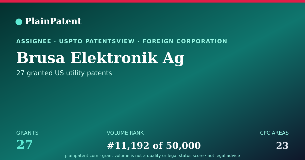 Shareable card for Brusa Elektronik Ag Patent Portfolio