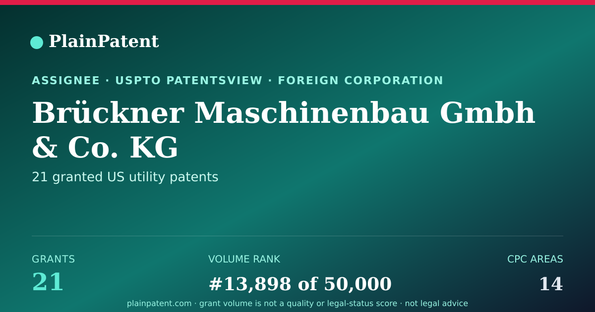 Shareable card for Brückner Maschinenbau Gmbh & Co. KG Patent Portfolio