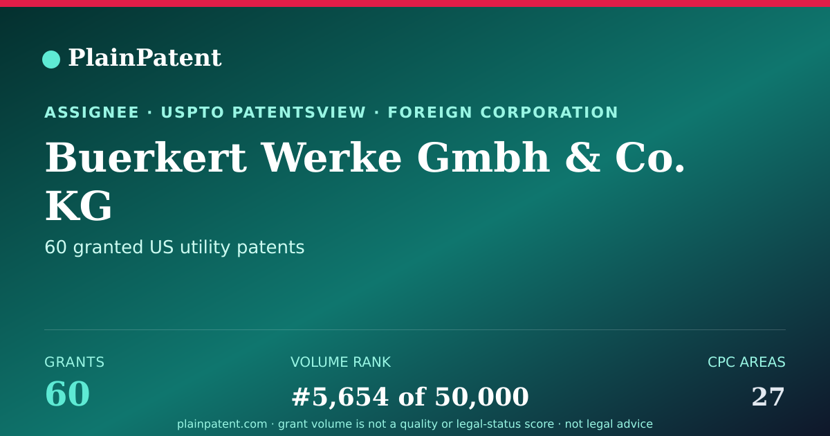 Shareable card for Buerkert Werke Gmbh & Co. KG Patent Portfolio