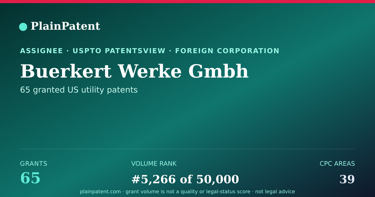 Shareable card for Buerkert Werke Gmbh Patent Portfolio