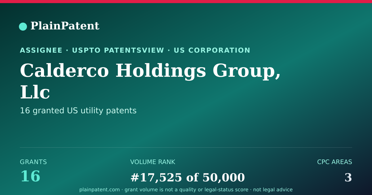 Shareable card for Calderco Holdings Group, Llc Patent Portfolio