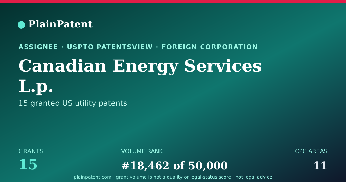 Shareable card for Canadian Energy Services L.p. Patent Portfolio