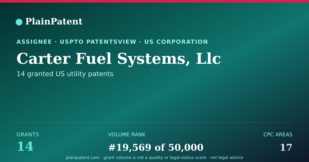 Shareable card for Carter Fuel Systems, Llc Patent Portfolio