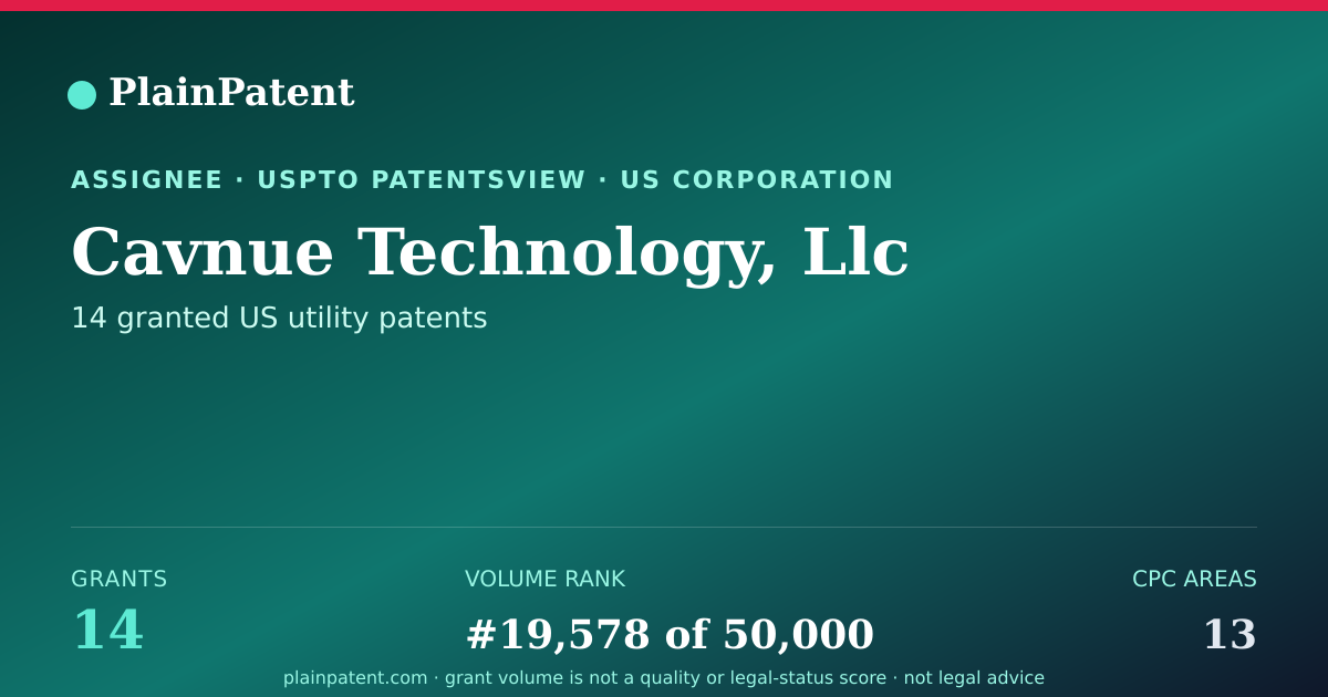 Shareable card for Cavnue Technology, Llc Patent Portfolio