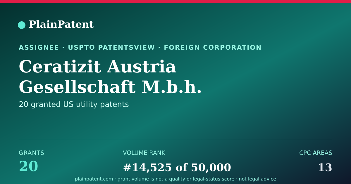 Shareable card for Ceratizit Austria Gesellschaft M.b.h. Patent Portfolio