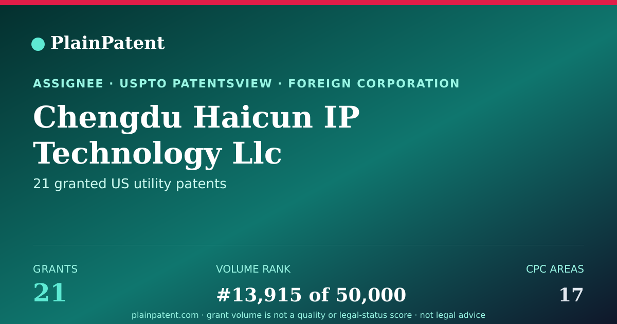 Shareable card for Chengdu Haicun IP Technology Llc Patent Portfolio
