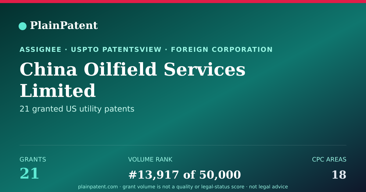 Shareable card for China Oilfield Services Limited Patent Portfolio