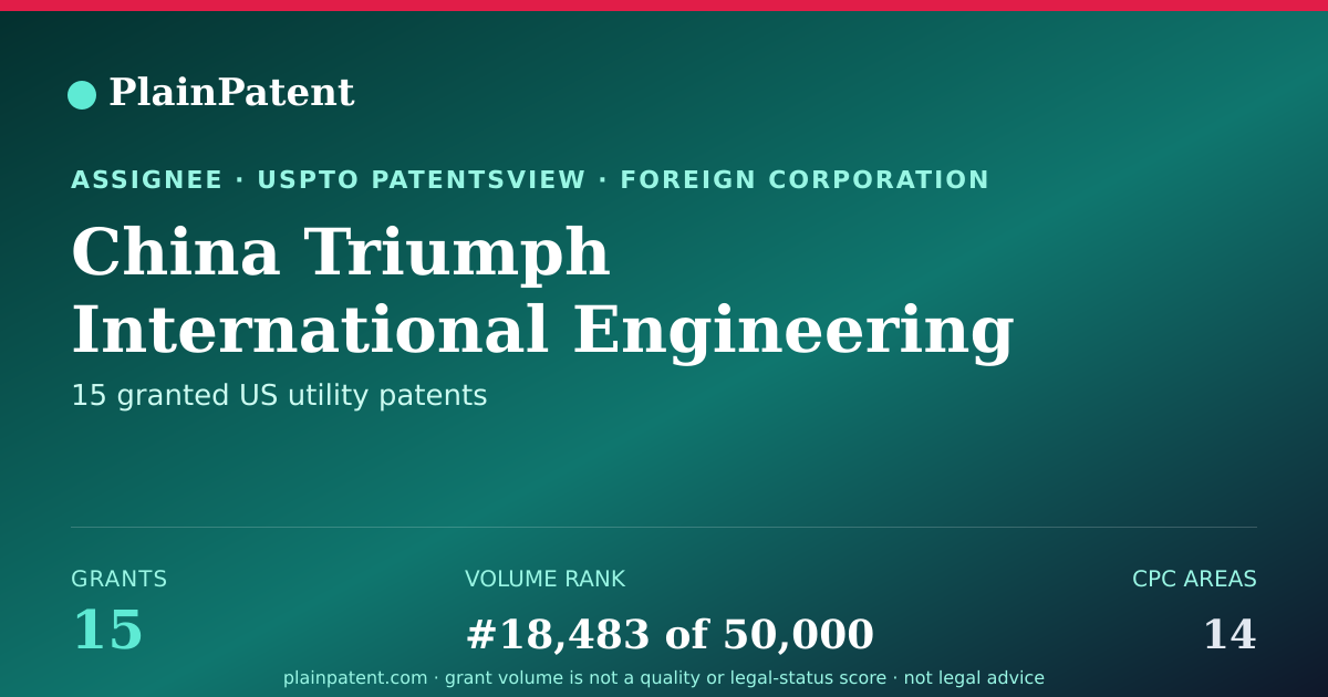 Shareable card for China Triumph International Engineering Co., Ltd. Patent Portfolio