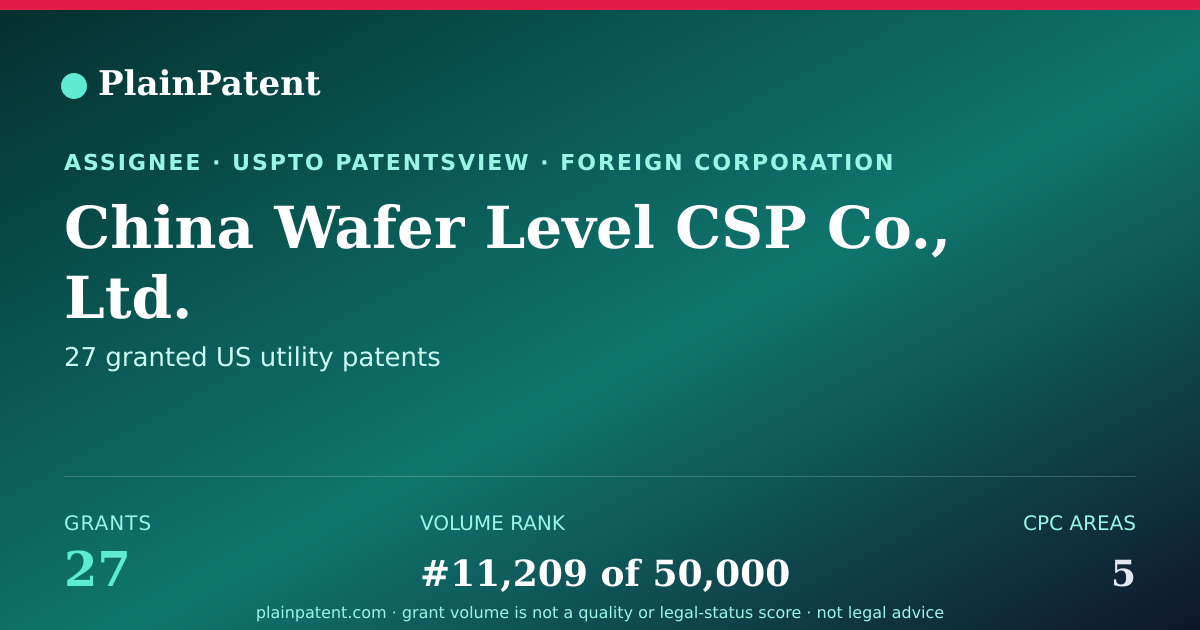 Shareable card for China Wafer Level CSP Co., Ltd. Patent Portfolio