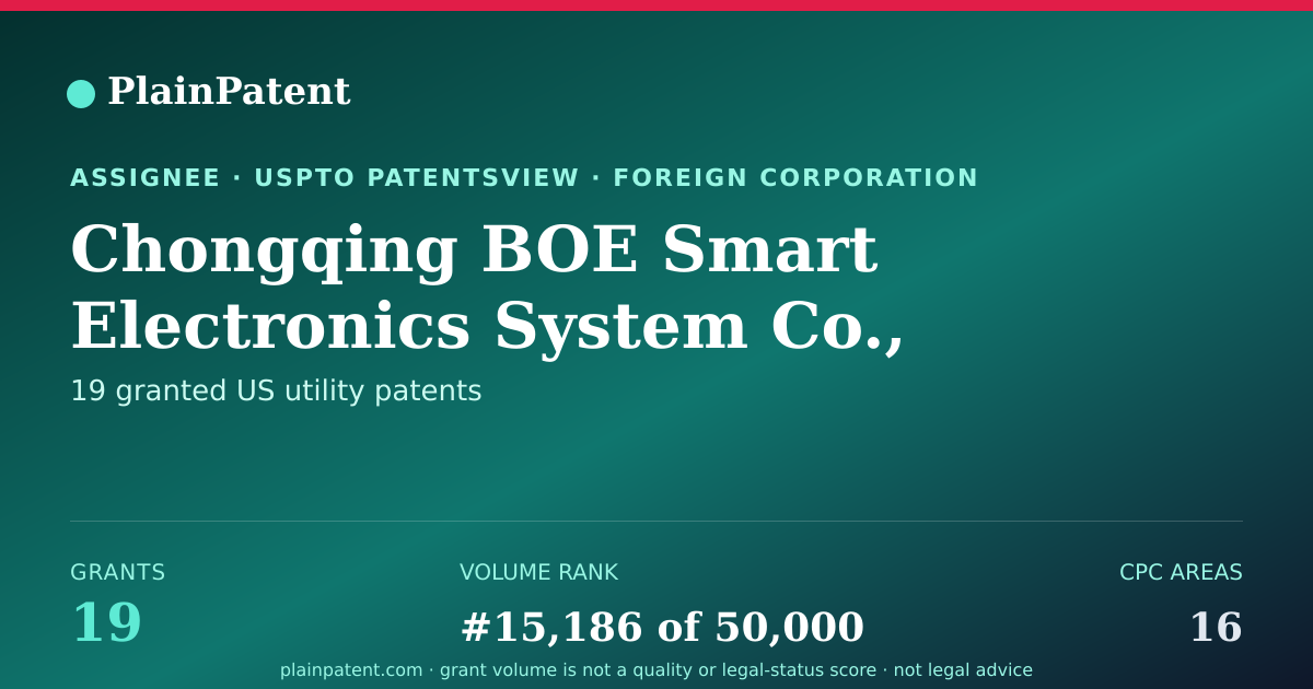 Shareable card for Chongqing BOE Smart Electronics System Co., Ltd. Patent Portfolio