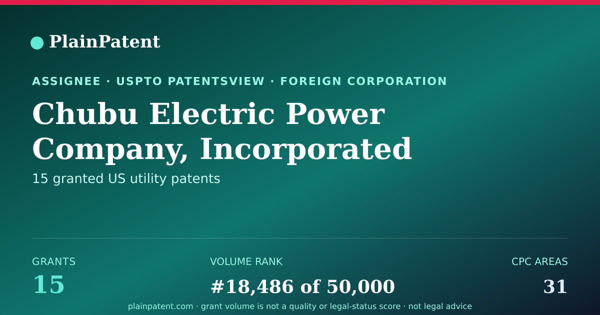 Shareable card for Chubu Electric Power Company, Incorporated Patent Portfolio