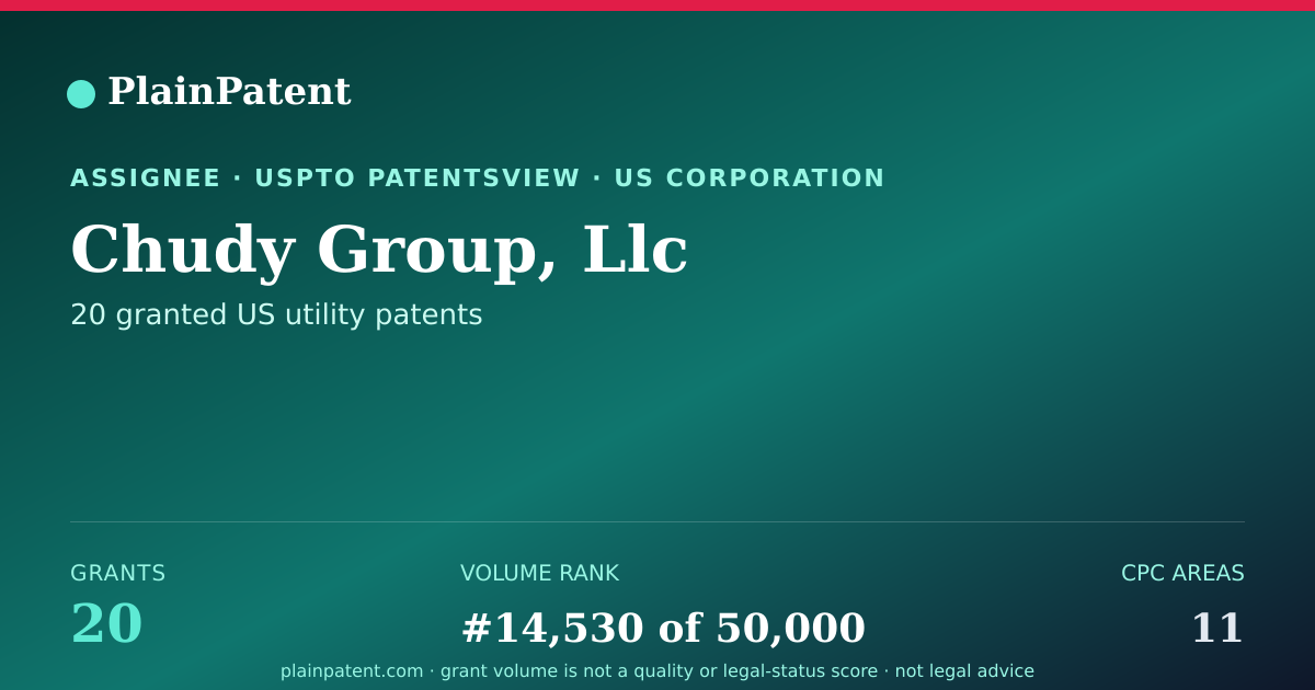 Shareable card for Chudy Group, Llc Patent Portfolio