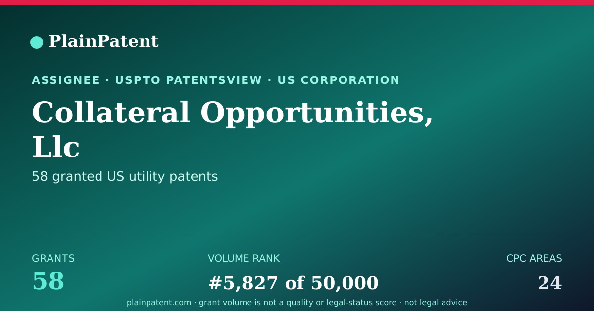 Shareable card for Collateral Opportunities, Llc Patent Portfolio