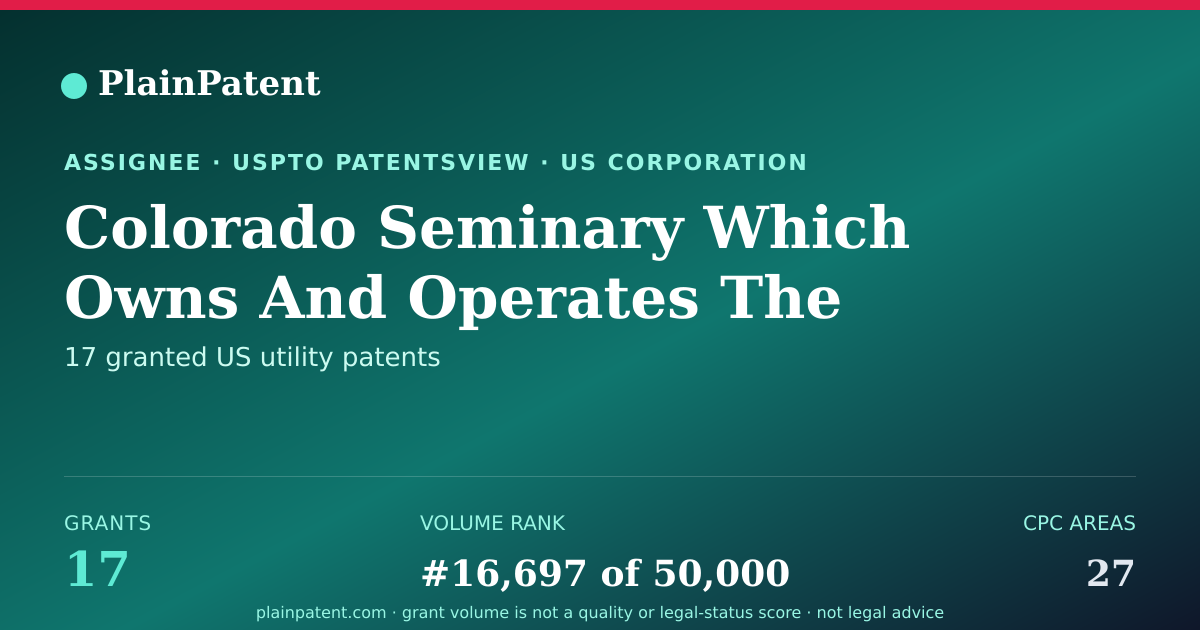 Shareable card for Colorado Seminary Which Owns And Operates The University Of Denver Patent Portfolio