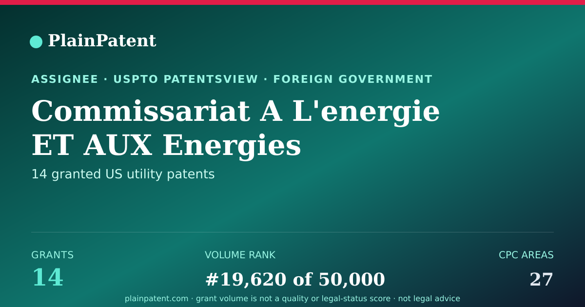 Shareable card for Commissariat A L'energie ET AUX Energies Alternatives Patent Portfolio