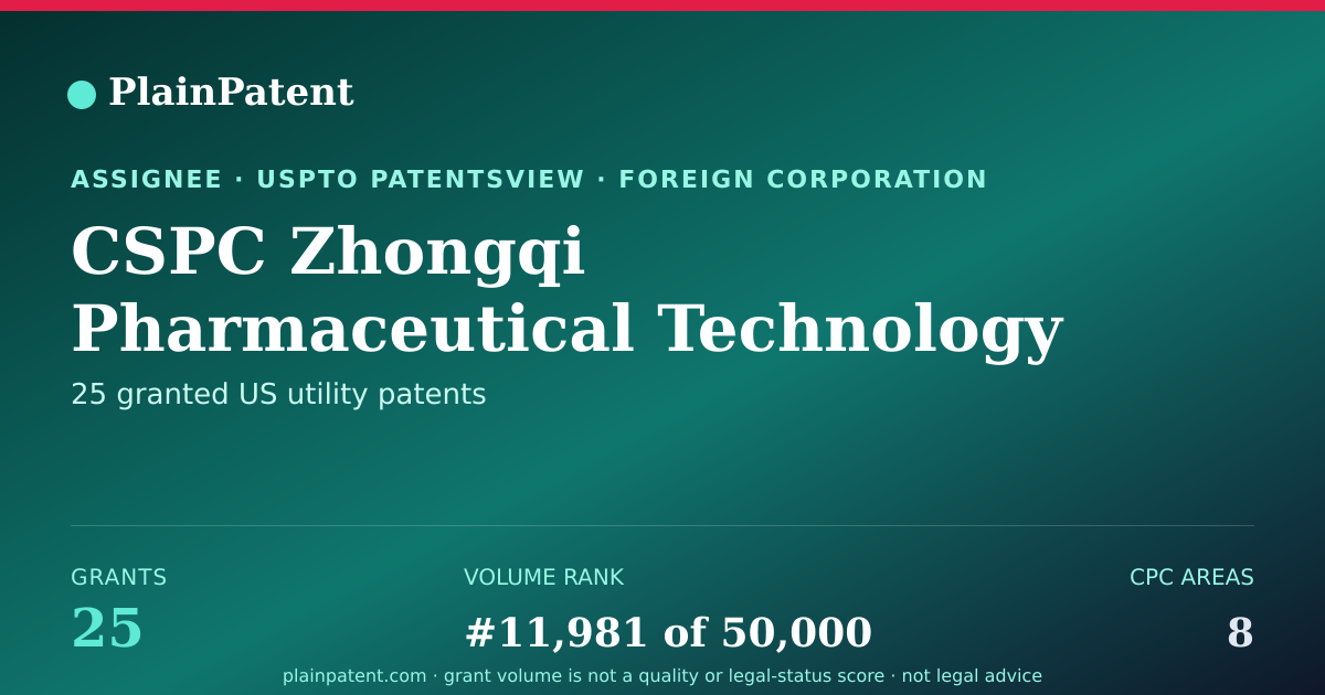 Shareable card for CSPC Zhongqi Pharmaceutical Technology (shijiazhuang) Co., Ltd. Patent Portfolio
