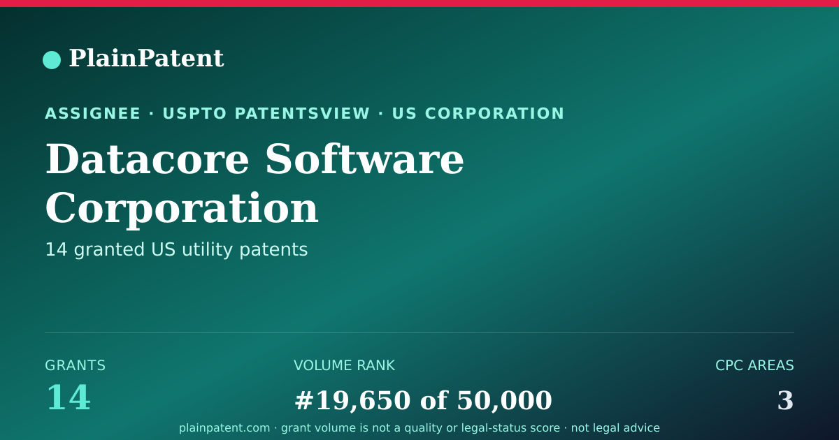 Shareable card for Datacore Software Corporation Patent Portfolio
