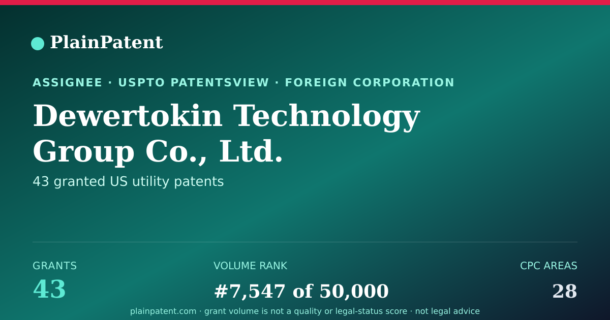 Shareable card for Dewertokin Technology Group Co., Ltd. Patent Portfolio
