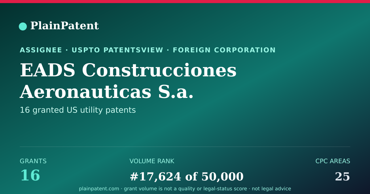 Shareable card for EADS Construcciones Aeronauticas S.a. Patent Portfolio