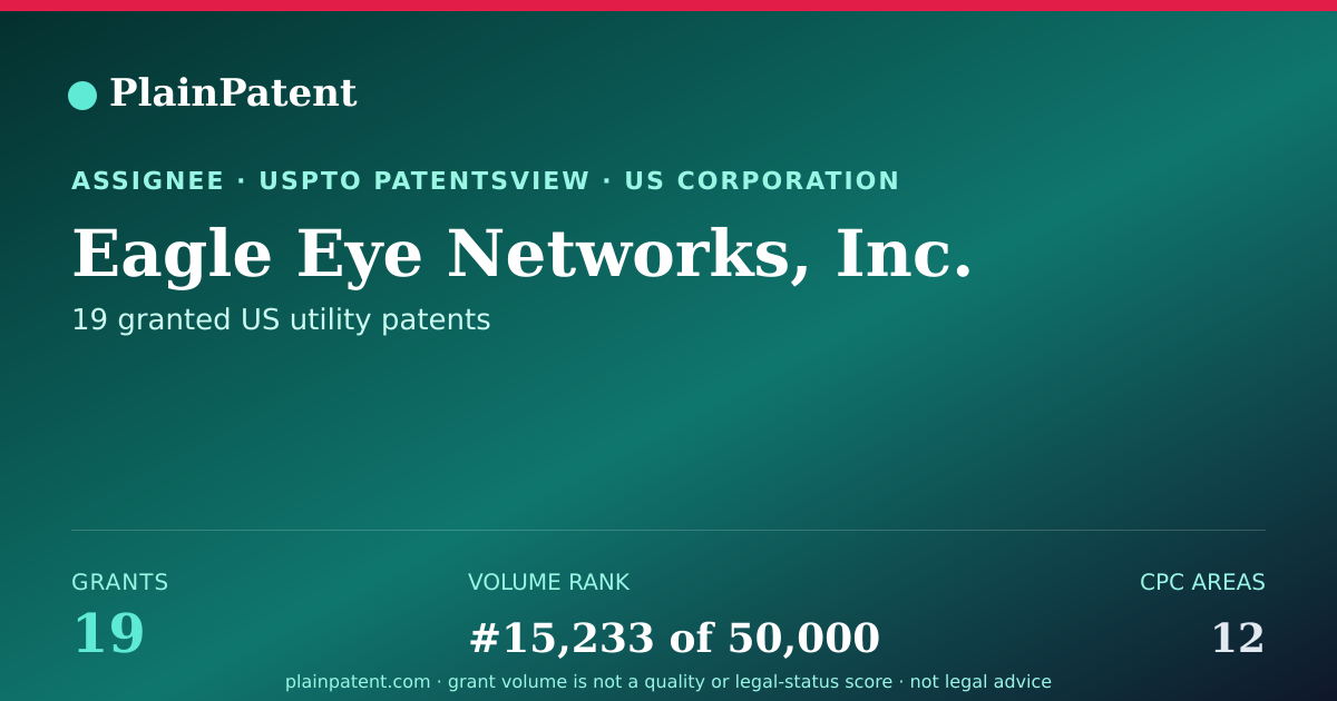 Shareable card for Eagle Eye Networks, Inc. Patent Portfolio